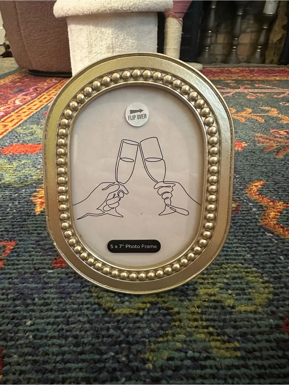 Gold Beaded Oval Photo Frame -